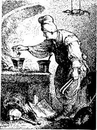 An alchemist at his furnace, engraving.