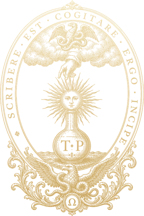 The Thinking Press emblem: an eagle and serpent above a sun-crowned flask marked T·P, within the motto Scribere est cogitare, ergo incipe