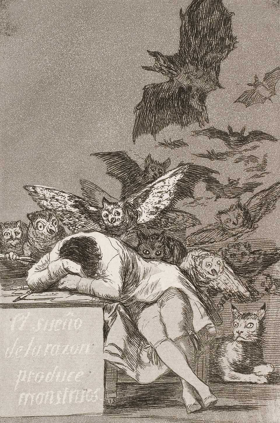 Francisco Goya, The Sleep of Reason Produces Monsters, etching.